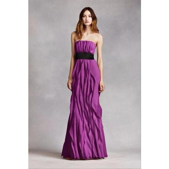 White by Vera Wang Dresses & Skirts - White by Vera Wang SZ 18 Amethyst Purple Strapless Ruffled Formal Chiffon Waves